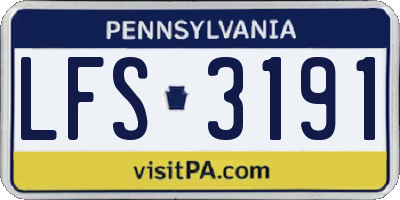PA license plate LFS3191