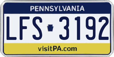 PA license plate LFS3192