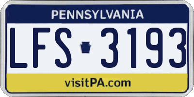 PA license plate LFS3193