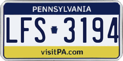 PA license plate LFS3194