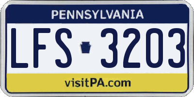 PA license plate LFS3203