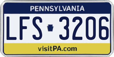 PA license plate LFS3206