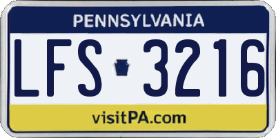 PA license plate LFS3216