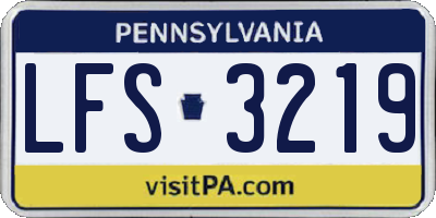 PA license plate LFS3219
