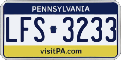 PA license plate LFS3233