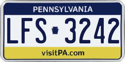 PA license plate LFS3242