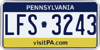 PA license plate LFS3243