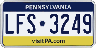 PA license plate LFS3249