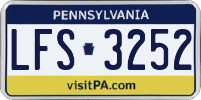 PA license plate LFS3252