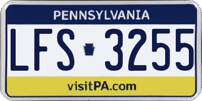 PA license plate LFS3255