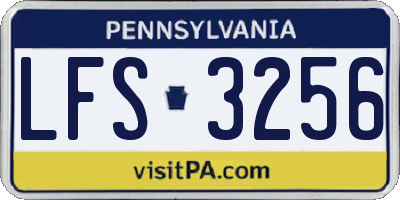PA license plate LFS3256