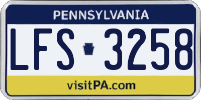 PA license plate LFS3258