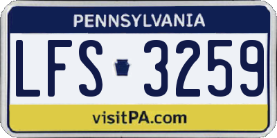 PA license plate LFS3259