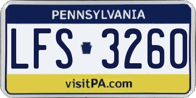 PA license plate LFS3260