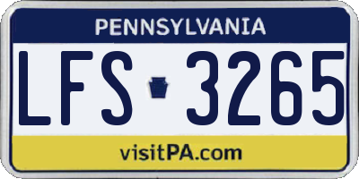 PA license plate LFS3265