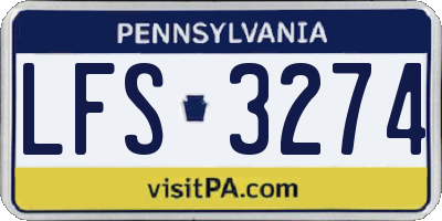 PA license plate LFS3274