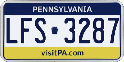 PA license plate LFS3287
