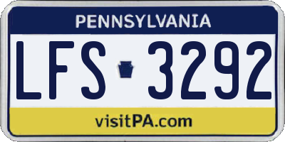PA license plate LFS3292