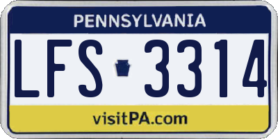 PA license plate LFS3314
