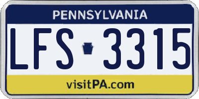 PA license plate LFS3315