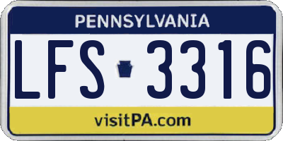 PA license plate LFS3316