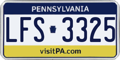 PA license plate LFS3325
