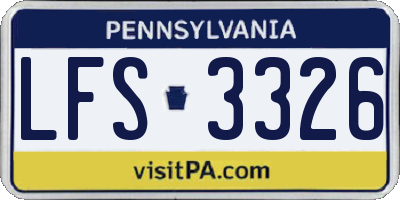 PA license plate LFS3326