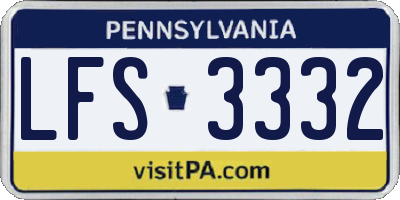 PA license plate LFS3332