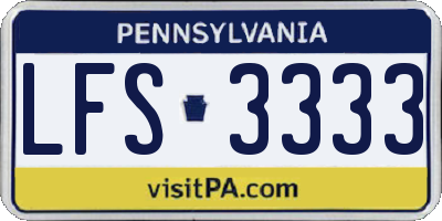 PA license plate LFS3333