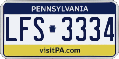 PA license plate LFS3334