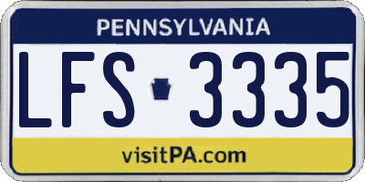 PA license plate LFS3335