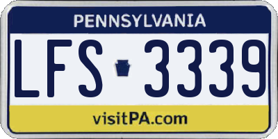 PA license plate LFS3339
