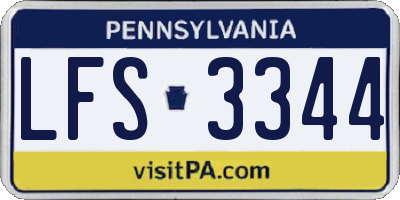 PA license plate LFS3344