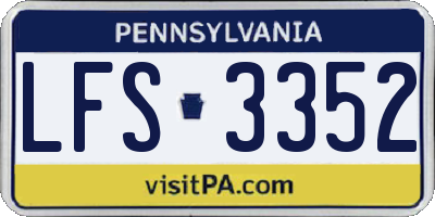 PA license plate LFS3352