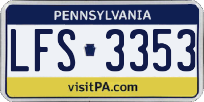 PA license plate LFS3353