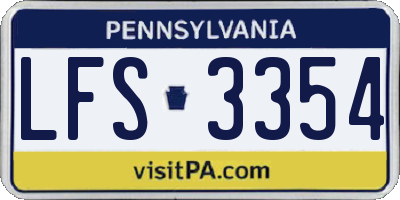 PA license plate LFS3354