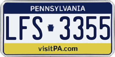 PA license plate LFS3355