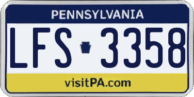 PA license plate LFS3358