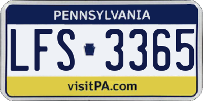 PA license plate LFS3365