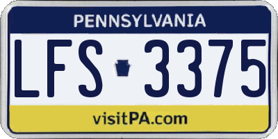 PA license plate LFS3375