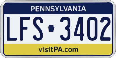 PA license plate LFS3402