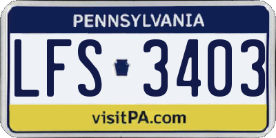 PA license plate LFS3403