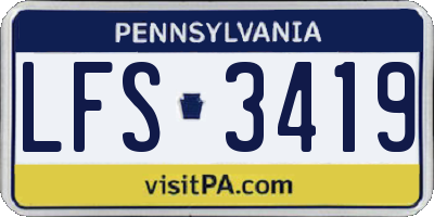 PA license plate LFS3419