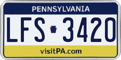 PA license plate LFS3420