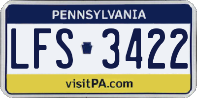 PA license plate LFS3422