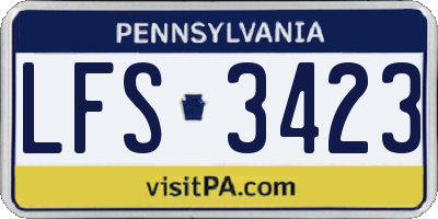 PA license plate LFS3423