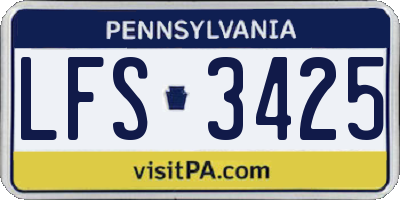 PA license plate LFS3425