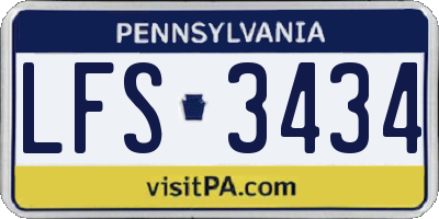 PA license plate LFS3434
