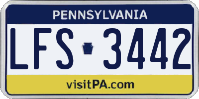 PA license plate LFS3442