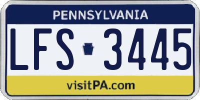 PA license plate LFS3445